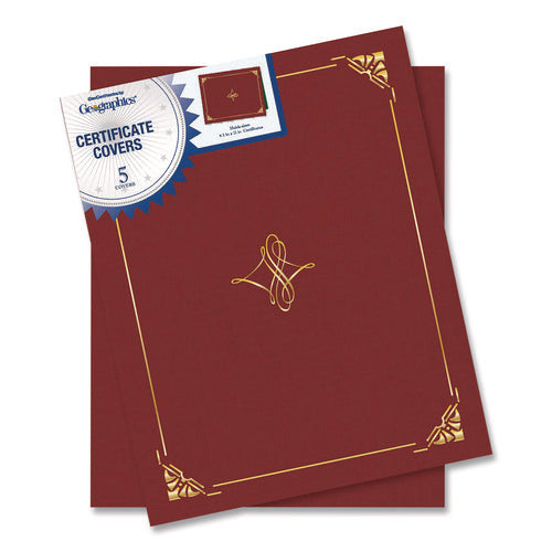 Image of Geographics® Certificate/Document Cover, 8.75 x 11.25, Red, 5/Pack
