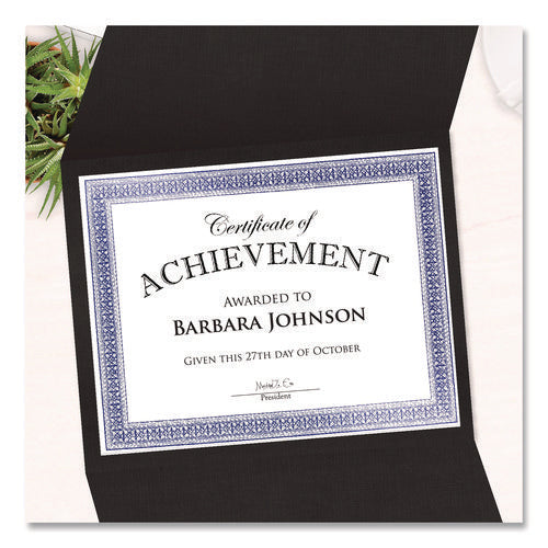 Image of Geographics® Tri-Fold Certificate Holder, 9.2 x 12.5, Black, 5/Pack