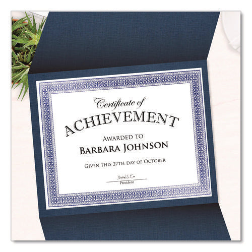 Image of Geographics® Tri-Fold Certificate Holder, 9.25 x 12.5, Navy Blue, 5/Pack
