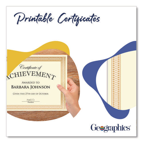 Image of Geographics® Award Certificates, 8.5 x 11, Ivory with Traditional Gold Border, 100/Pack