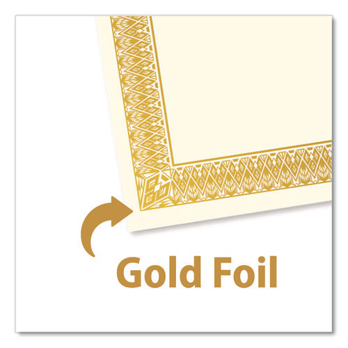 Image of Geographics® Award Certificates, 8.5 x 11, Ivory with Elegant Gold Border, 15/Pack