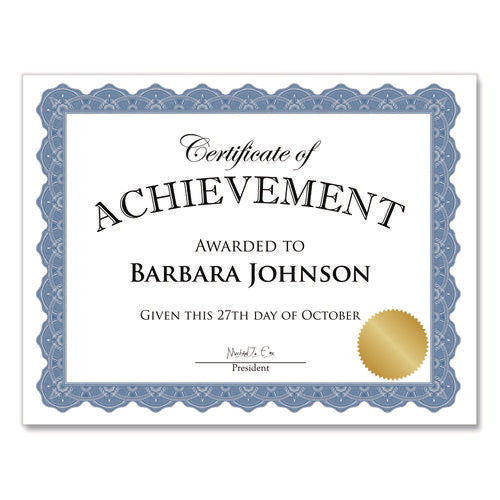 Image of Geographics® Award Certificates, 8.5 x 11, White with Braided Blue Border, 25/Pack