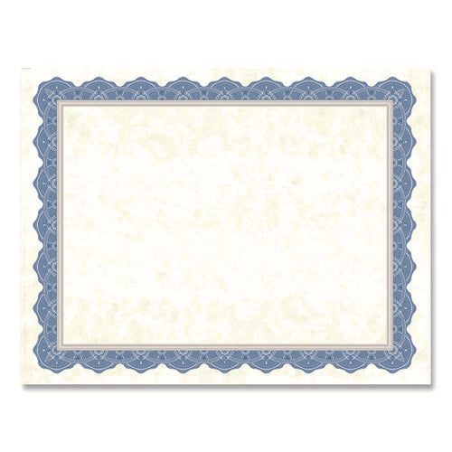 Image of Geographics® Award Certificates, 8.5 x 11, Natural with Braided Blue/Silver Border, 15/Pack