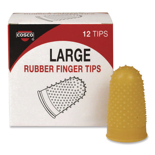 Image of COSCO Fingertip Pads, Size 12, Large, Amber, 12/Pack