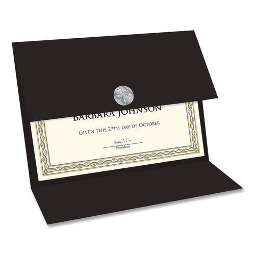 Image of Geographics® Tri-Fold Certificate Holder, 9.2 x 12.5, Black, 5/Pack