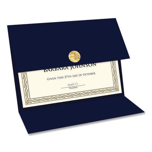 Image of Geographics® Tri-Fold Certificate Holder, 9.25 x 12.5, Navy Blue, 5/Pack