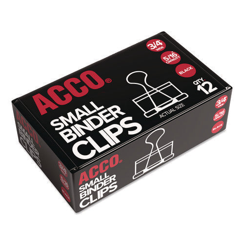 Image of ACCO Binder Clips, Small, Black/silver, Dozen