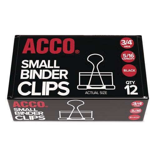Image of ACCO Binder Clips, Small, Black/silver, Dozen