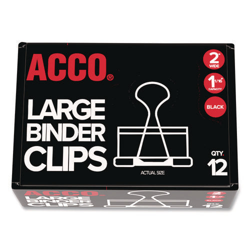Image of ACCO Binder Clips, Large, Black/silver, Dozen