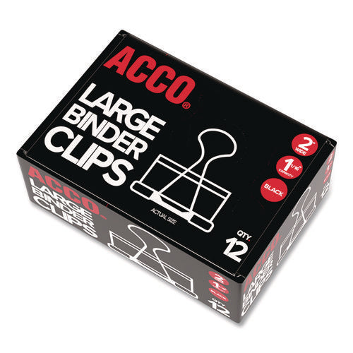 Image of ACCO Binder Clips, Large, Black/silver, Dozen