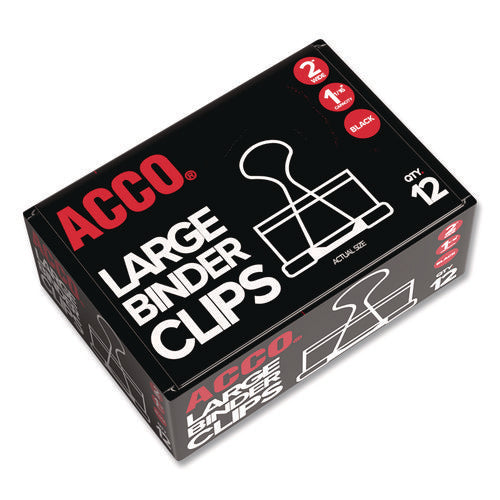 Image of ACCO Binder Clips, Large, Black/silver, Dozen