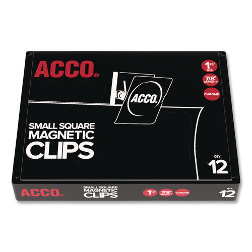 Image of ACCO Magnetic Clips, 0.88" Jaw Capacity, Silver, 12/Pack