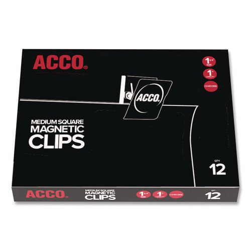 Image of ACCO Magnetic Clip, 1" Jaw Capacity, Silver, 12/Pack