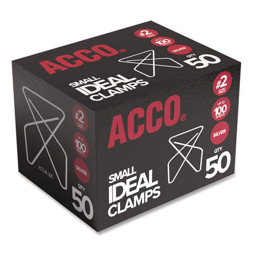 Image of ACCO Ideal Clamps, #2, Smooth, Silver, 50/Box