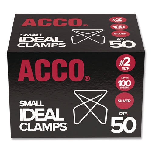 Image of ACCO Ideal Clamps, #2, Smooth, Silver, 50/Box
