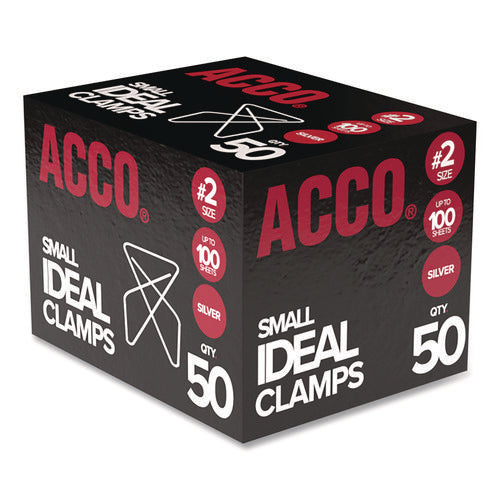 Image of ACCO Ideal Clamps, #2, Smooth, Silver, 50/Box