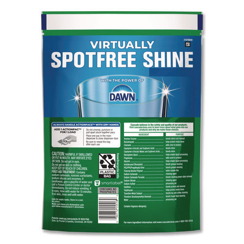 Image of Cascade® Complete ActionPacs, Fresh Scent, 17.6 oz Bag, 33 Pacs/Bag, 4 Bags/Carton