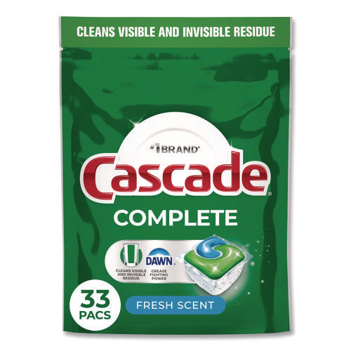 Image of Cascade® Complete ActionPacs, Fresh Scent, 17.6 oz Bag, 33 Pacs/Bag, 4 Bags/Carton