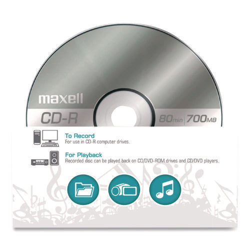 Image of Maxell® CD-R Printable Recordable Disc, 700 MB/80 min, 48x, Spindle, Matte White, 100/Pack
