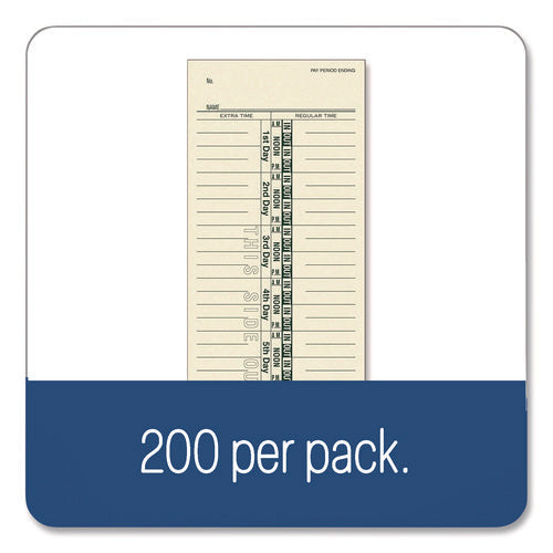 Image of Adams® Time Cards for Acroprint, Amano and Lathem Time Clocks, One-Sided, 3.38" x 9", 200/Pack