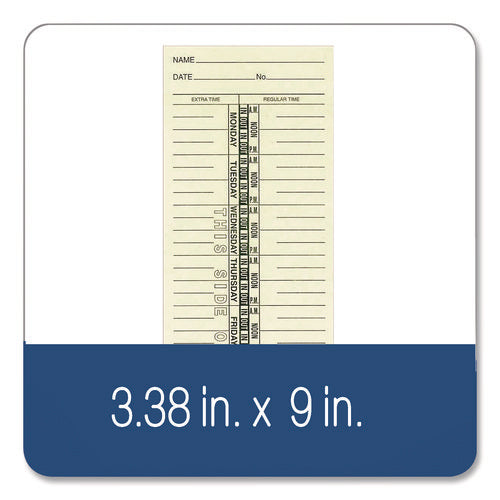 Image of Adams® Time Cards for Acroprint, Amano and Lathem Time Clocks, One Side, 3.38" x 9", 200/Pack