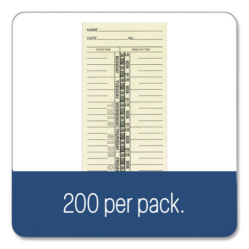 Image of Adams® Time Cards for Acroprint, Amano and Lathem Time Clocks, One Side, 3.38" x 9", 200/Pack