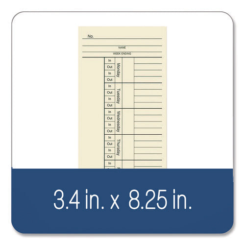 Image of Adams® Time Cards for Acroprint, Amano and Lathem Time Clocks, Two Sides, 3.4" x 8.25", 200/Pack