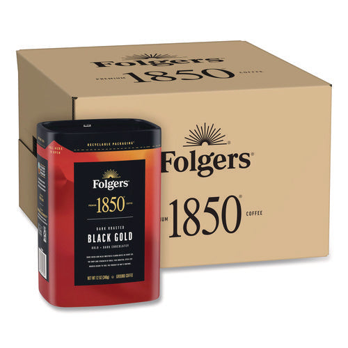 Image of 1850 Black Gold Roast Ground Coffee, 12 oz Canister, 6/Carton