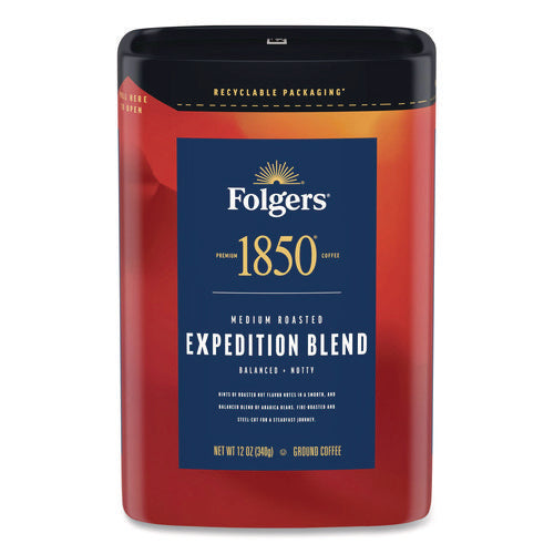Image of 1850 Expedition Blend Roast Ground Coffee, 12 oz Canister, 6/Carton