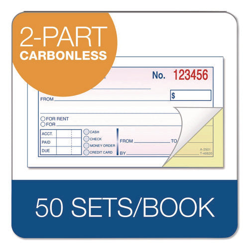 Image of Adams® Money/Rent Receipt Book, Two-Part Carbonless, 4.88 x 2.75, 50 Forms Total