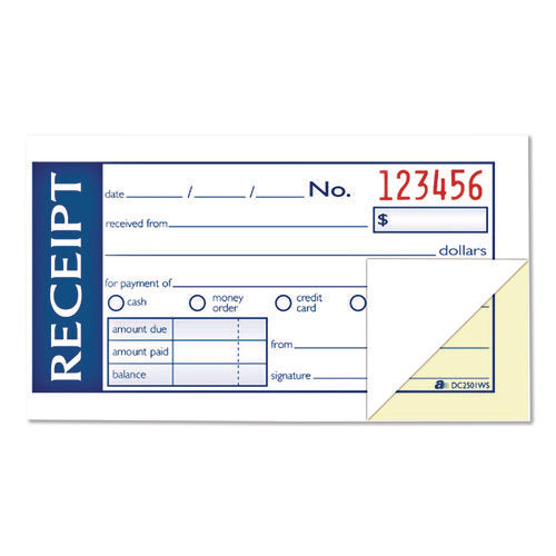 Image of Adams® Write 'n Stick Receipt Book, Two-Part Carbonless, 4.88 x 2.75, 50 Forms Total