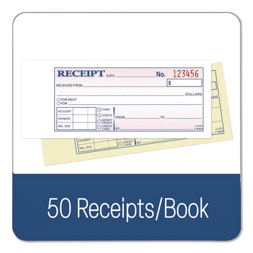 Image of Adams® Money/Rent Receipt Book, Two-Part Carbonless, 6.69 x 2.75, 50 Receipts/Book, 5 Books/Pack
