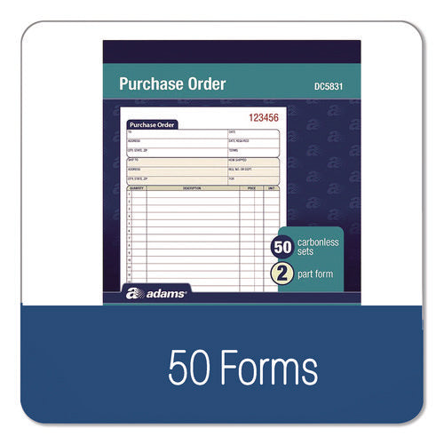 Image of Adams® Multipart Purchase Order Pad, Two-Part Carbonless, 5.56 x 7.94, 50 Forms Total