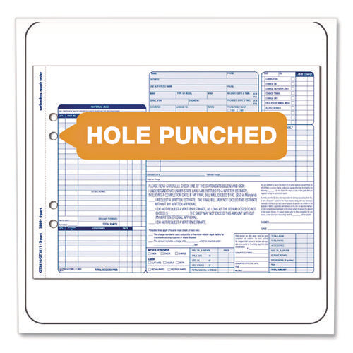 Image of Adams® Multipart Auto Repair Work Order Forms, Three-Part Carbonless, 8.5 x 6.94, 50 Forms Total
