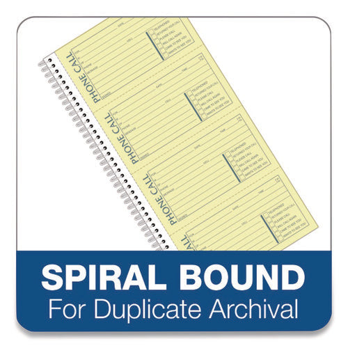 Image of Adams® Wirebound Telephone Message Book, Two-Part Carbonless, 4.75 X 2.75, 4 Forms/sheet, 400 Forms Total