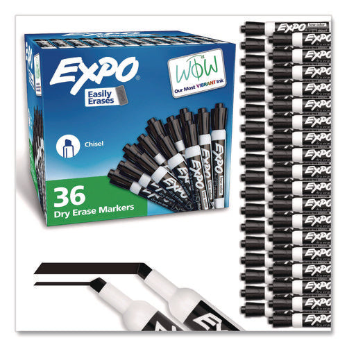 Image of EXPO® Low-Odor Dry-Erase Marker Value Pack, Broad Chisel Tip, Black, 36/box