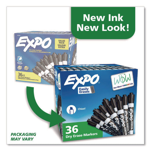 Image of EXPO® Low-Odor Dry-Erase Marker Value Pack, Broad Chisel Tip, Black, 36/box