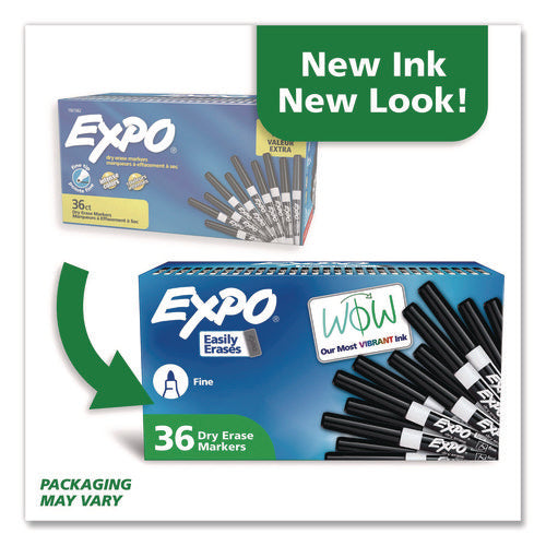 Image of EXPO® Low-Odor Dry-Erase Marker Value Pack, Fine Bullet Tip, Black, 36/box