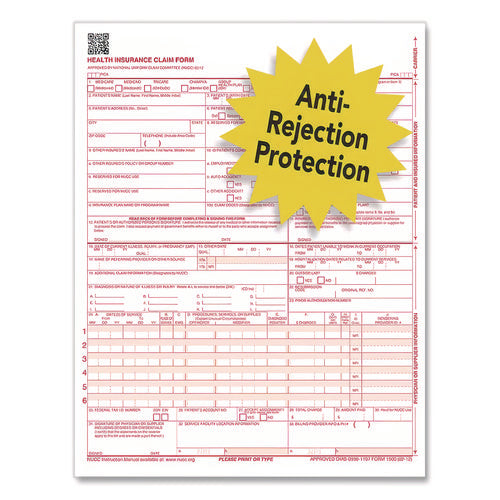 Image of ComplyRight® CMS-1500 Health Insurance Claim Form, One-Part (No Copies), 8.5 x 11, 250 Forms Total