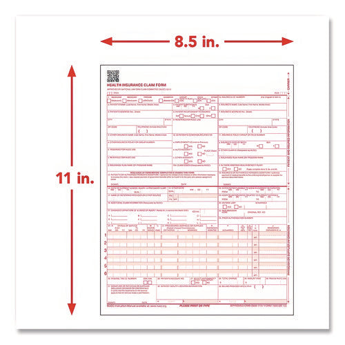 Image of ComplyRight® CMS-1500 Health Insurance Claim Form, One-Part (No Copies), 8.5 x 11, 250 Forms Total