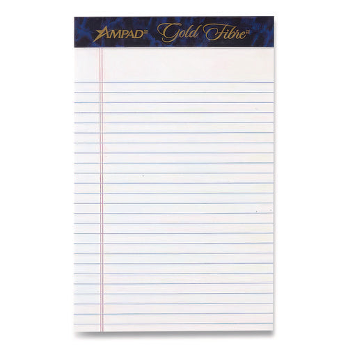 Image of Ampad® Gold Fibre Writing Pads, Medium/college Rule, 50 White 5 X 8 Sheets, Dozen