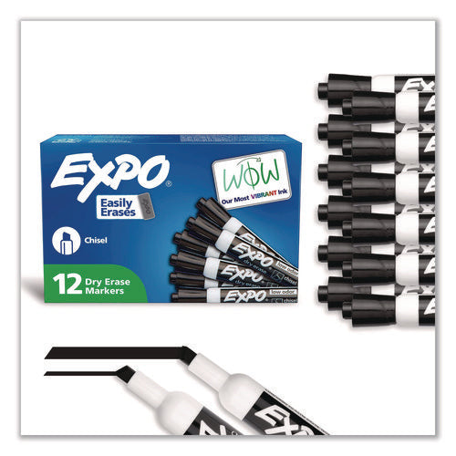 Image of EXPO® Low-Odor Dry-Erase Marker, Broad Chisel Tip, Black, Dozen