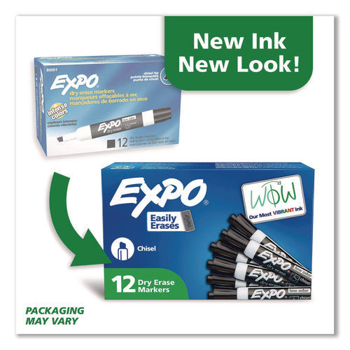 Image of EXPO® Low-Odor Dry-Erase Marker, Broad Chisel Tip, Black, Dozen
