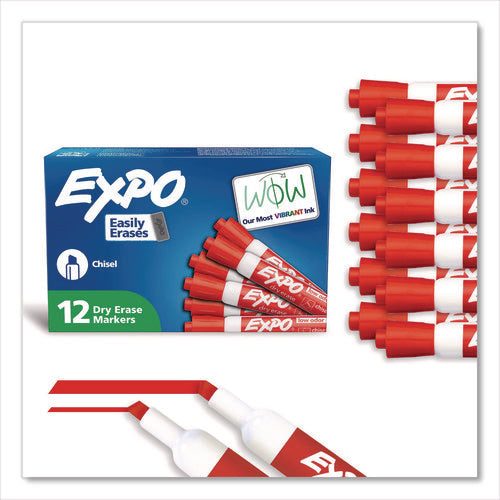 Image of EXPO® Low-Odor Dry-Erase Marker, Broad Chisel Tip, Red, Dozen