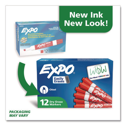 Image of EXPO® Low-Odor Dry-Erase Marker, Broad Chisel Tip, Red, Dozen