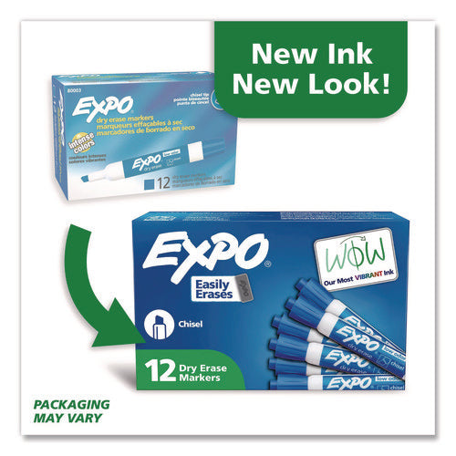 Image of EXPO® Low-Odor Dry-Erase Marker, Broad Chisel Tip, Blue, Dozen