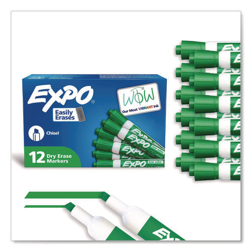 Image of EXPO® Low-Odor Dry-Erase Marker, Broad Chisel Tip, Green, Dozen