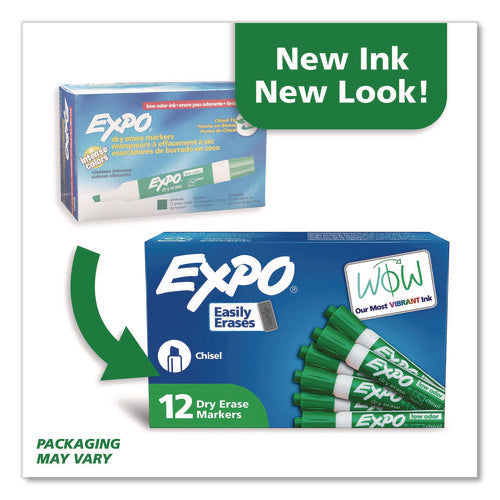 Image of EXPO® Low-Odor Dry-Erase Marker, Broad Chisel Tip, Green, Dozen