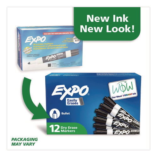 Image of EXPO® Low-Odor Dry-Erase Marker, Medium Bullet Tip, Black, Dozen