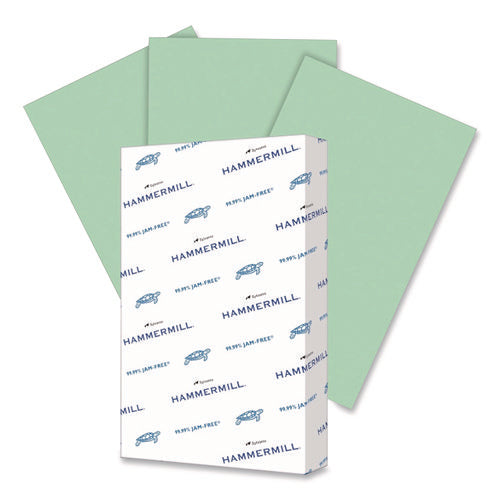 Image of Hammermill® Fore Multipurpose Print Paper, 20 lb Bond Weight, 8.5 x 14, Light Green, 500/Ream